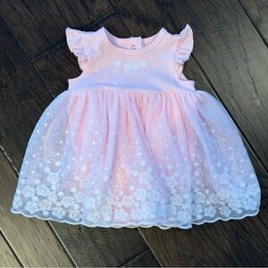 Little me floral dress pink with built in bodysuit and headband
